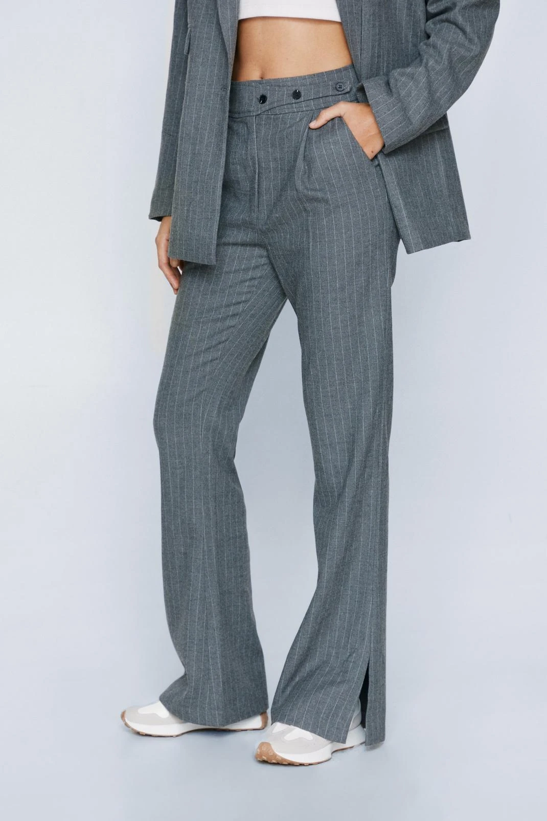Pinstripe Tailored Flare Pants - Image 2