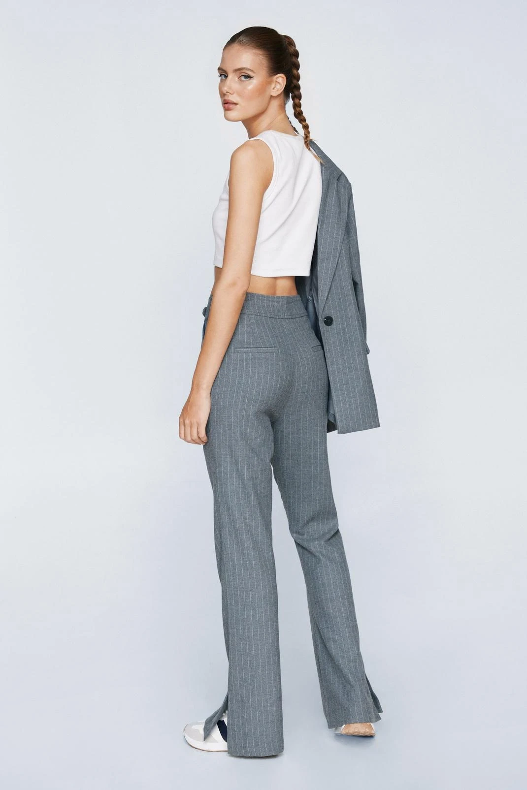 Pinstripe Tailored Flare Pants - Image 3