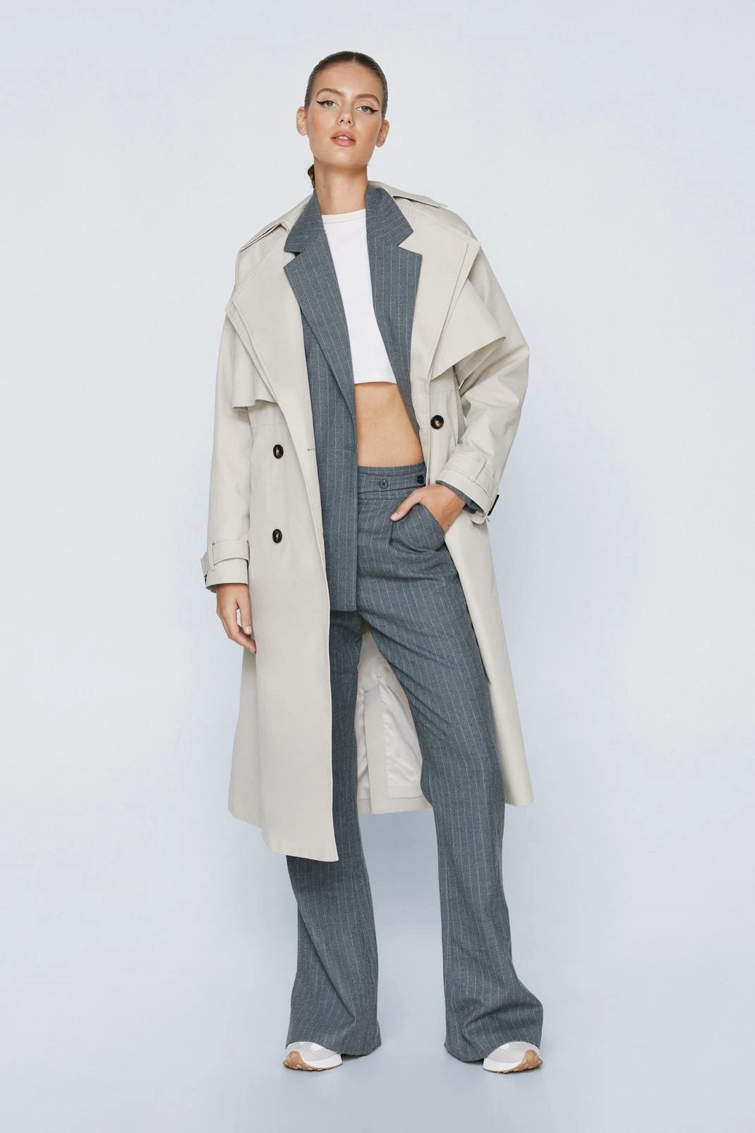 Pinstripe Tailored Flare Pants