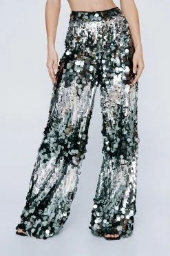 Premium Mix Sequin Tailored Wide Leg Pants