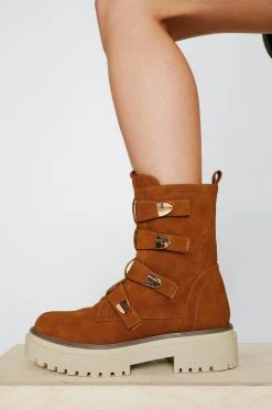 Buckle Straps Ankle Biker Boots