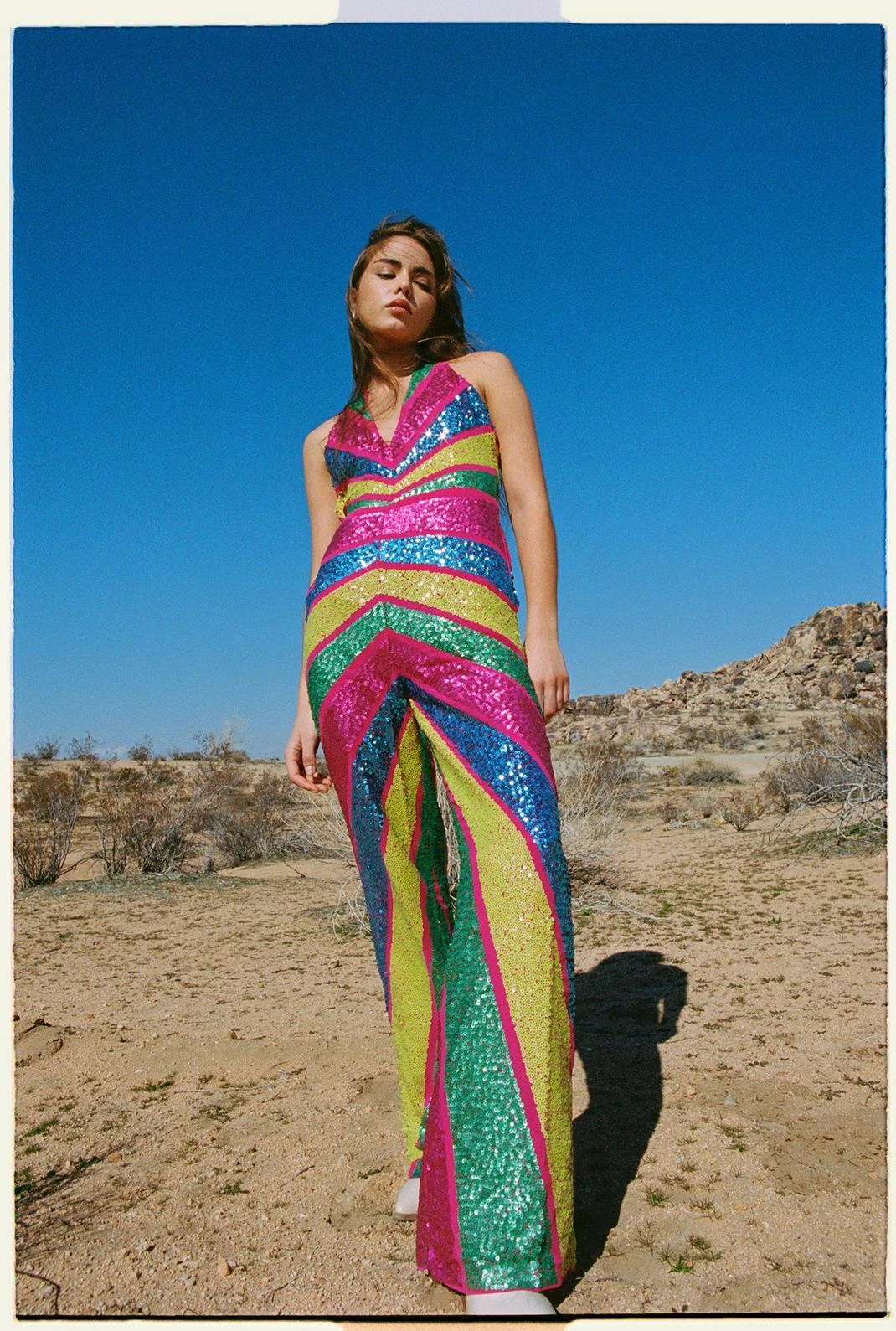 Sequin Colorblock Plunge Wide Leg Jumpsuit 4 Sequin Colorblock Plunge Wide Leg Jumpsuit - Image 2