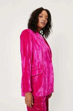 Plus Size Textured Velvet Blazer Two Piece -Nasty Gal Sales Store womens hot20pink plus size textured velvet blazer two piece 1