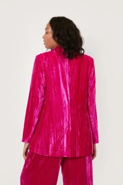 Plus Size Textured Velvet Blazer Two Piece -Nasty Gal Sales Store womens hot20pink plus size textured velvet blazer two piece 2