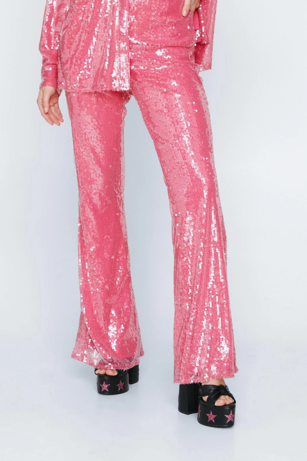 Sequin Kick Flared Pants - Image 2