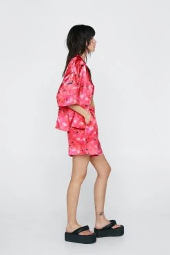 Textured Satin Dye Print Flippy Short