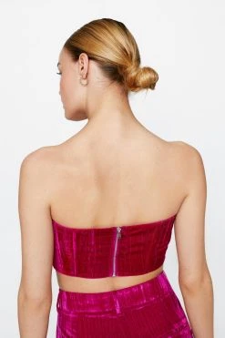 Velvet Tailored Bustier -Nasty Gal Sales Store womens hot20pink velvet tailored bustier 2