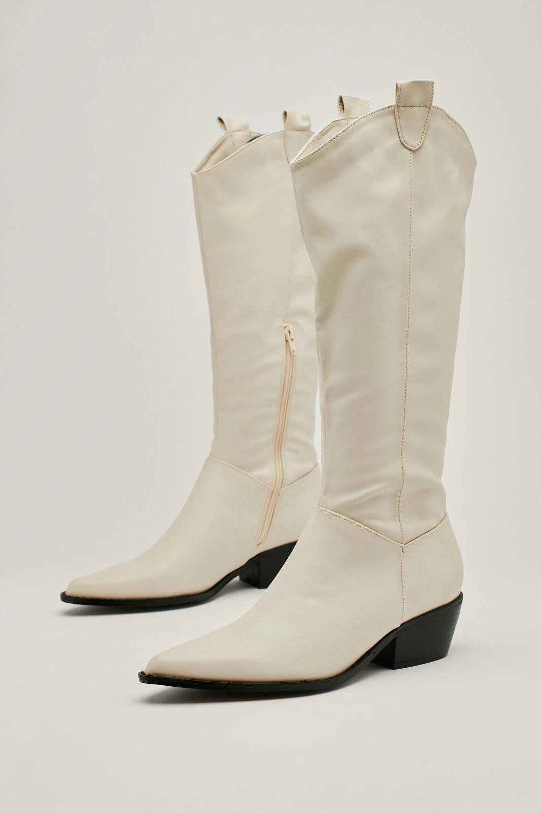 Faux Leather Knee High Cowboy Boots - Image 2