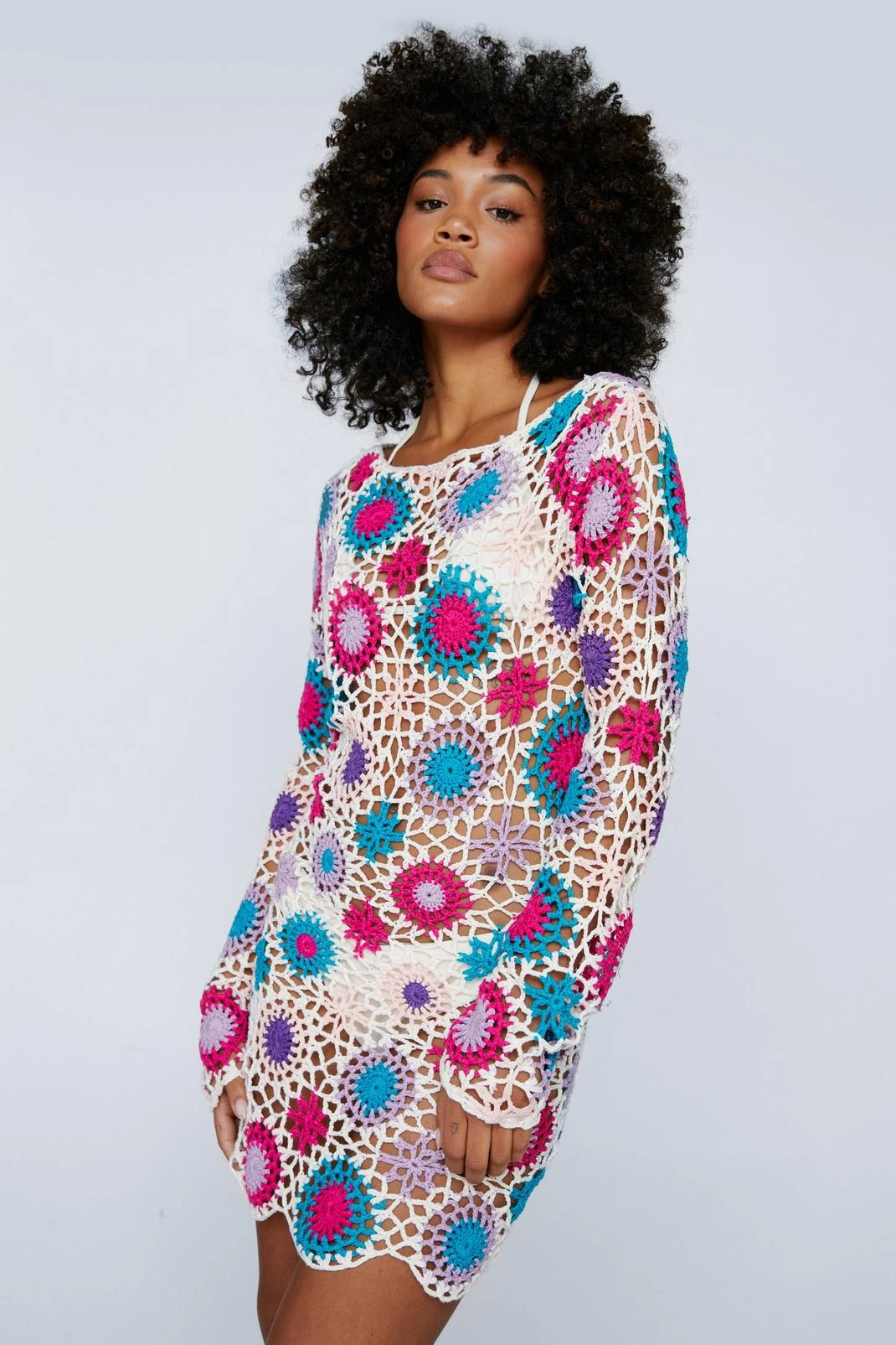 Floral Crochet Mini Dress