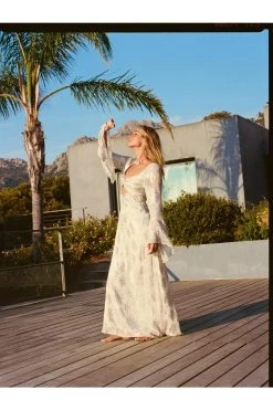 Metallic Ruched Bust Cut Out Maxi Dress