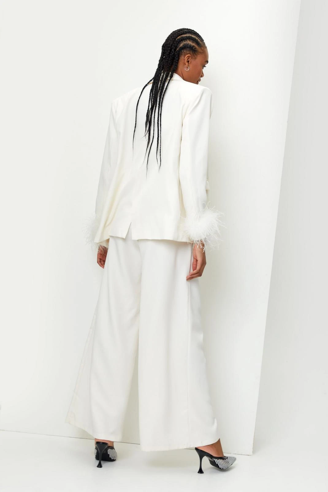 Pleated Wide Leg Belted Suit Pants - Image 3