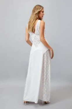 Plunge Lace Panel Maxi Dress 8 Plunge Lace Panel Maxi Dress -Nasty Gal Sales Store womens ivory plunge lace panel maxi dress 2