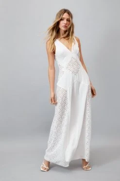 Plunge Lace Panel Maxi Dress 9 Plunge Lace Panel Maxi Dress -Nasty Gal Sales Store womens ivory plunge lace panel maxi dress 3