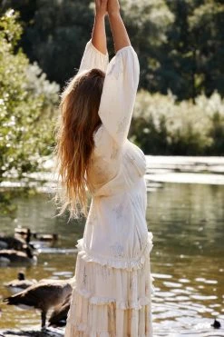 Star Tiered Plunge Maxi Dress -Nasty Gal Sales Store womens ivory star tiered plunge maxi dress 2