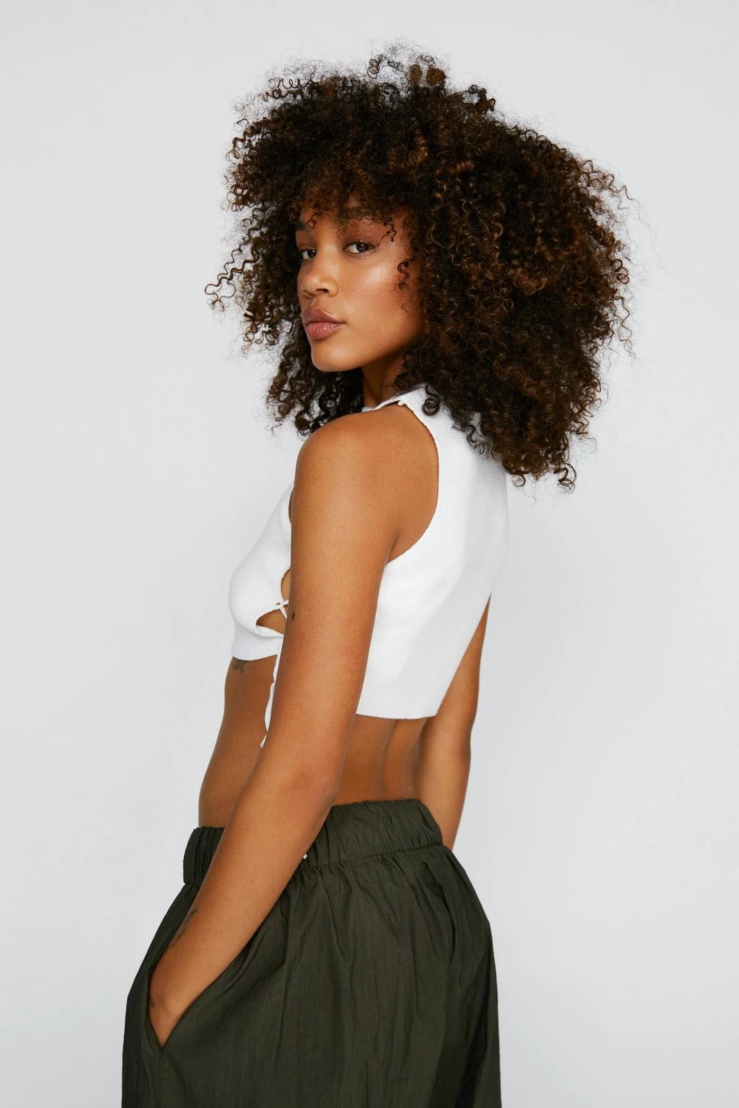 Tie Side Knitted Crop Top - Image 3