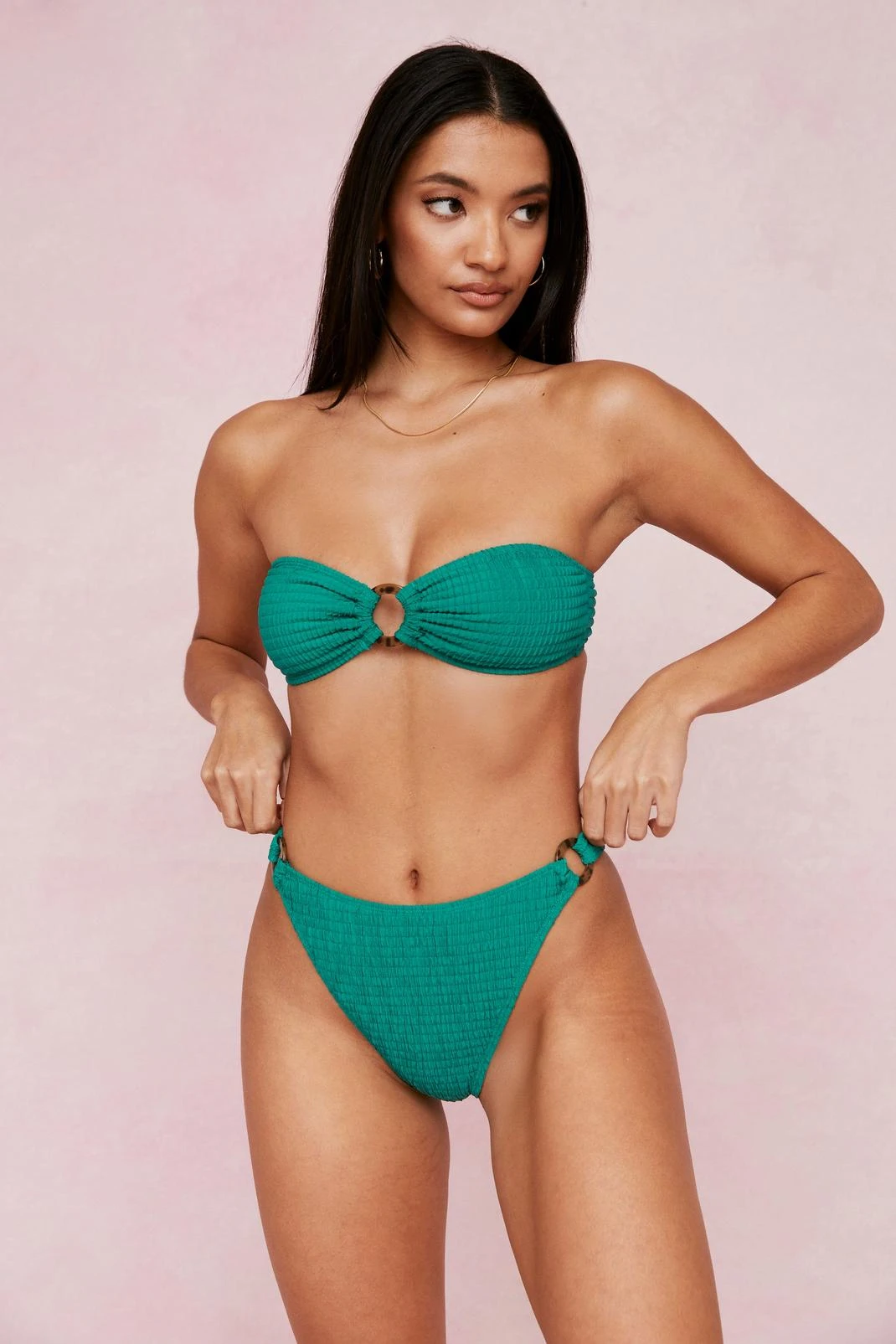 Crinkle O-Ring High Leg Bikini Bottoms 8 Crinkle O-Ring High Leg Bikini Bottoms - Image 6