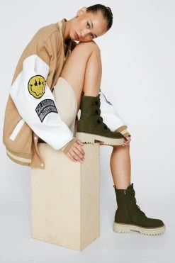 Buckle Straps Ankle Biker Boots 9 Buckle Straps Ankle Biker Boots -Nasty Gal Sales Store womens khaki buckle straps ankle biker boots 1 3