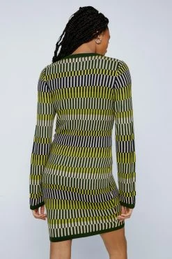 Contrast Stripe Button Up Knitted Mini Dress 14 Contrast Stripe Button Up Knitted Mini Dress -Nasty Gal Sales Store womens khaki contrast stripe button up knitted mini dress 2
