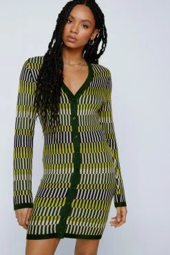 Contrast Stripe Button Up Knitted Mini Dress 15 Contrast Stripe Button Up Knitted Mini Dress -Nasty Gal Sales Store womens khaki contrast stripe button up knitted mini dress 6