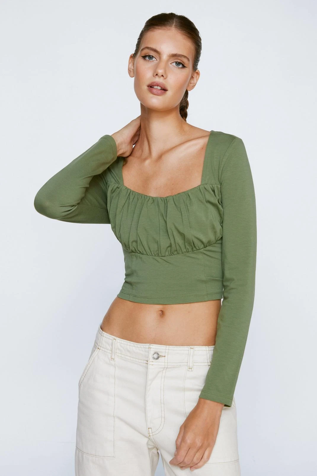 Corset Detail Long Sleeve Top