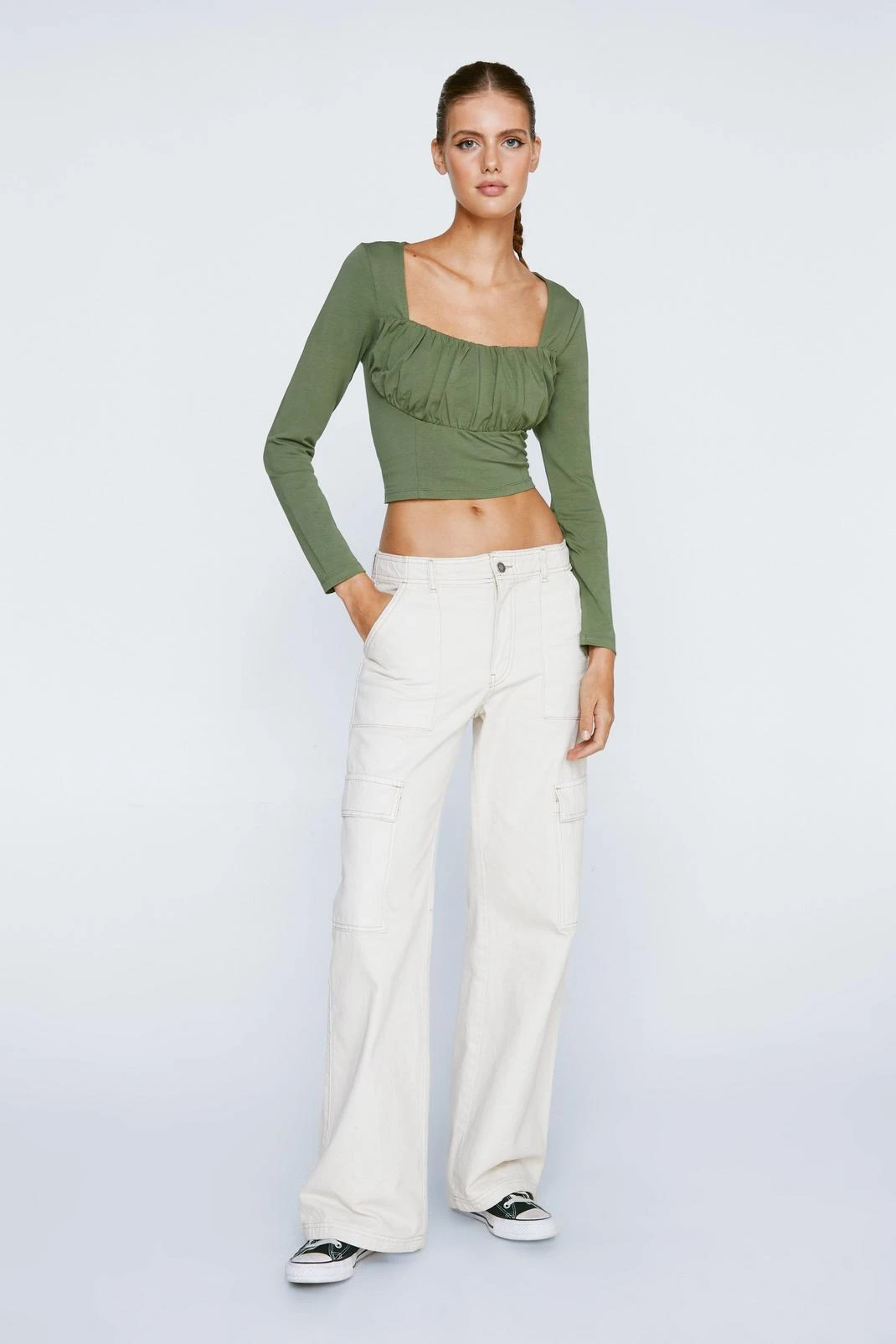 Corset Detail Long Sleeve Top - Image 2