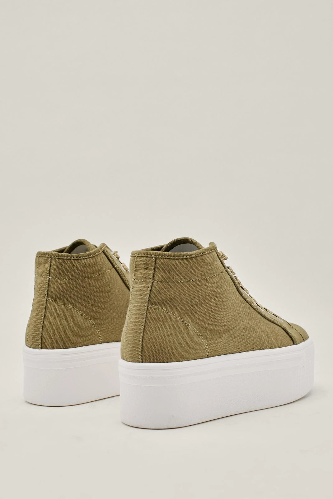 High Top Flatform Lace Up Canvas Sneakers - Image 3