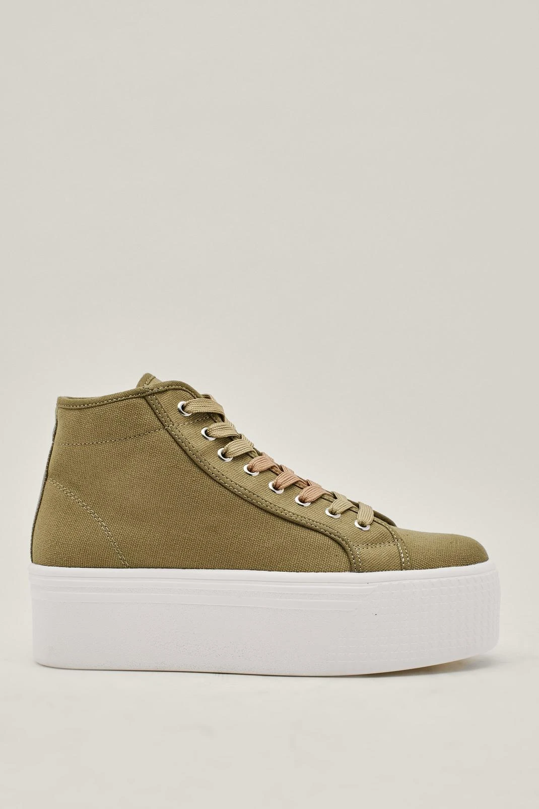 High Top Flatform Lace Up Canvas Sneakers - Image 4
