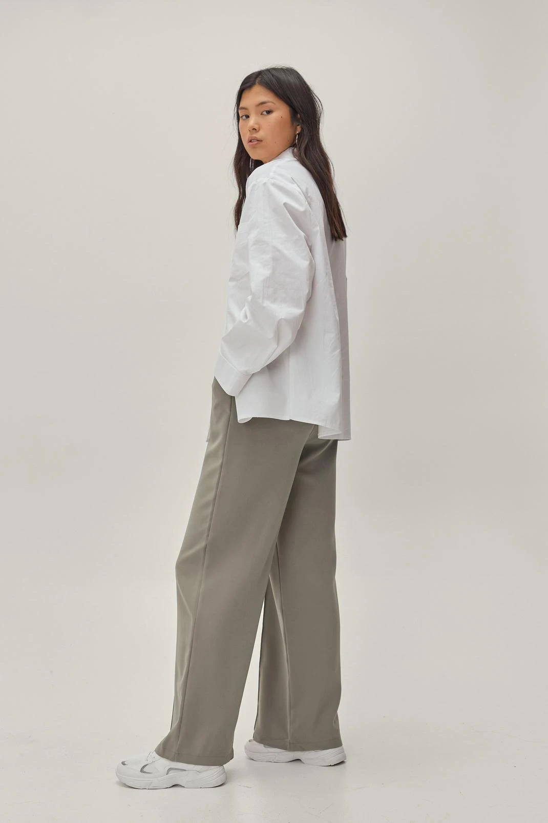 Pintuck Detailed Wide Leg Tailored Pants - Image 3