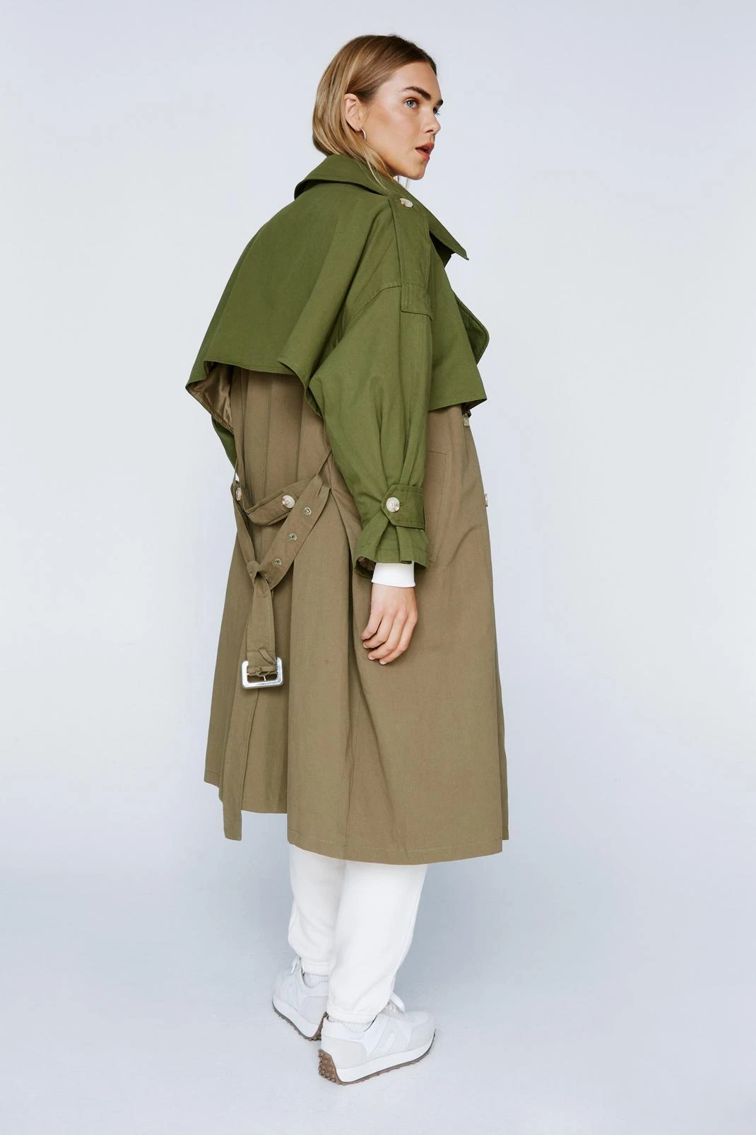 Two Tone Belted Oversized Trench Coat 5 Two Tone Belted Oversized Trench Coat - Image 3