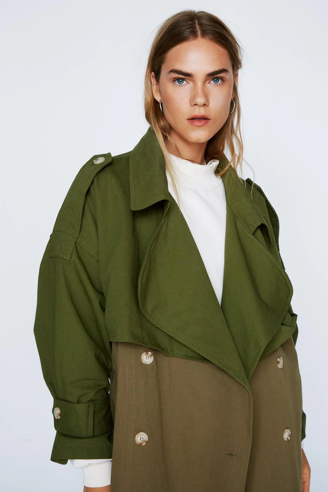 Two Tone Belted Oversized Trench Coat 3 Two Tone Belted Oversized Trench Coat
