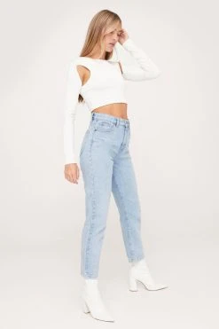 Organic Denim High Waisted Mom Jeans 33 Organic Denim High Waisted Mom Jeans -Nasty Gal Sales Store womens light20blue organic denim high waisted mom jeans 3