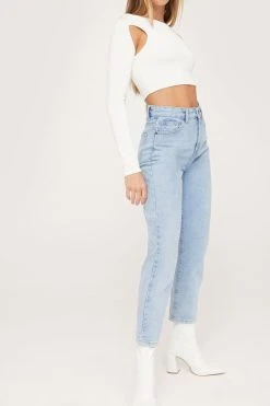 Organic Denim High Waisted Mom Jeans 34 Organic Denim High Waisted Mom Jeans -Nasty Gal Sales Store womens light20blue organic denim high waisted mom jeans 4