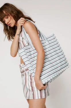 Stripe Oversized Tote Bag -Nasty Gal Sales Store womens light20blue stripe oversized tote bag 3