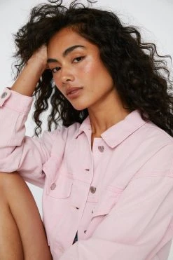 Pocket Front Cropped Denim Jacket 7 Pocket Front Cropped Denim Jacket -Nasty Gal Sales Store womens light20pink pocket front cropped denim jacket 1