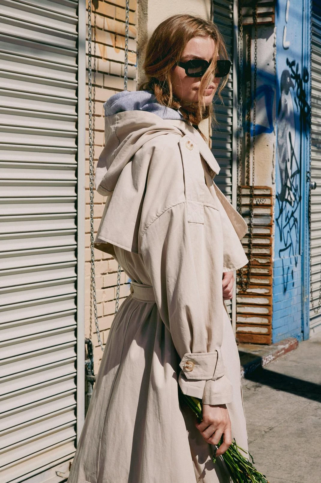 Hooded Oversized Belted Trench Coat - Image 2