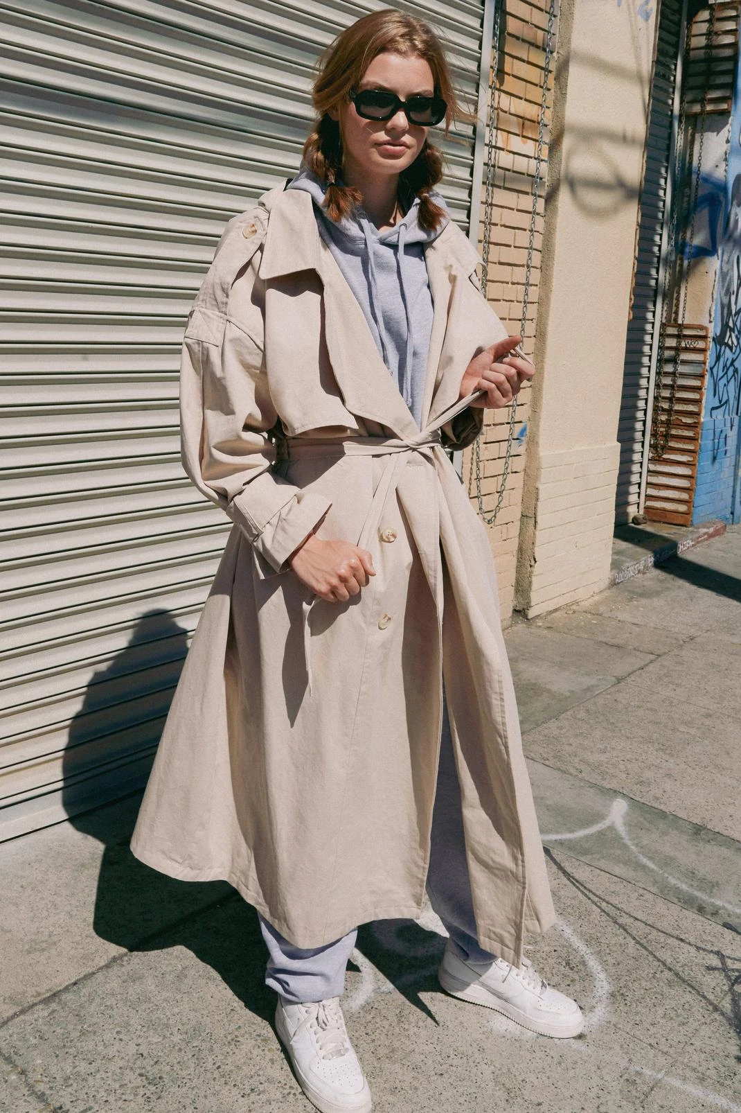 Hooded Oversized Belted Trench Coat - Image 4