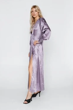 Jacquard Long Sleeve Maxi Dress 16 Jacquard Long Sleeve Maxi Dress -Nasty Gal Sales Store womens lilac jacquard long sleeve maxi dress 1
