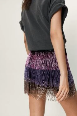 Ombre Diamante Fringe Bodycon Mini Skirt -Nasty Gal Sales Store womens lilac ombre diamante fringe bodycon mini skirt 1