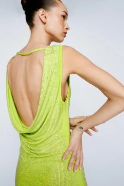 All Over Hotfix Cowl Back Long Sleeve Dress 15 All Over Hotfix Cowl Back Long Sleeve Dress -Nasty Gal Sales Store womens lime all over hotfix cowl back long sleeve dress 3