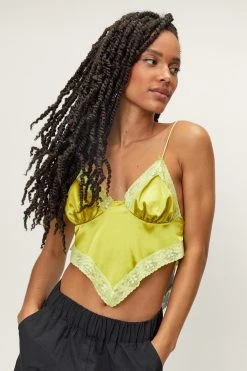 Petite Satin Lace Trim Bandana Crop Top 15 Petite Satin Lace Trim Bandana Crop Top -Nasty Gal Sales Store womens lime petite satin lace trim bandana crop top 3