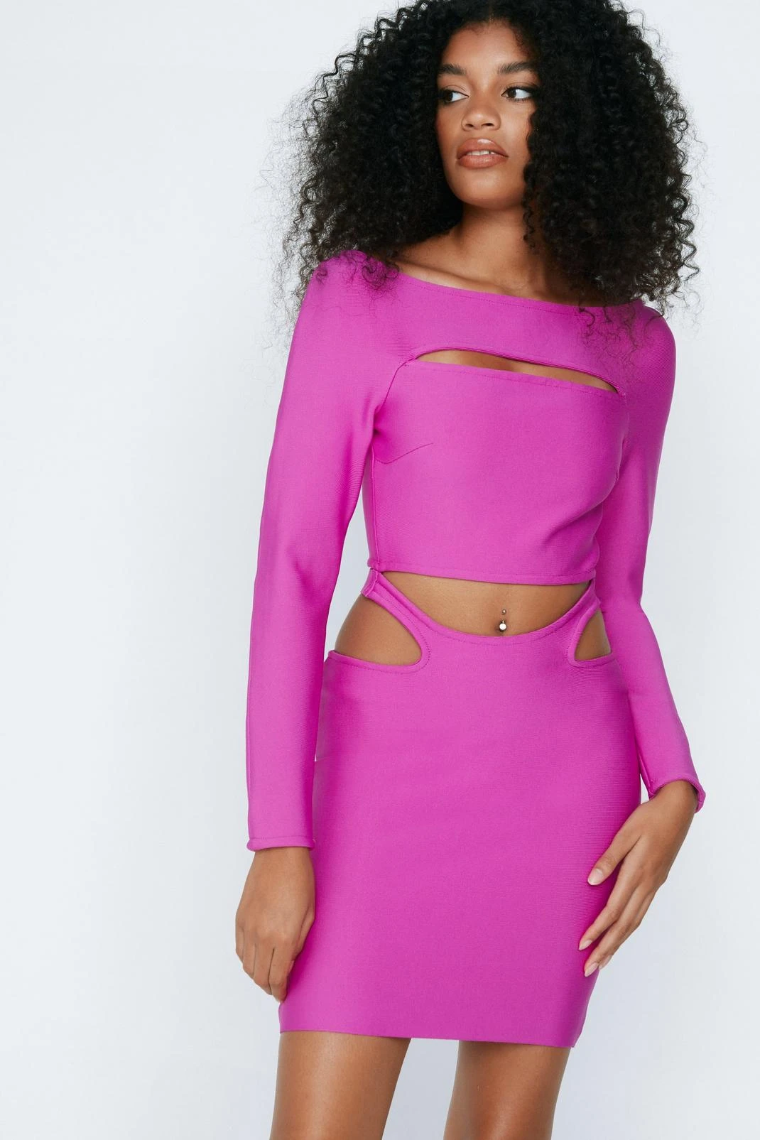 Bandage Cut Out Long Sleeve Mini Dress 6 Bandage Cut Out Long Sleeve Mini Dress - Image 4