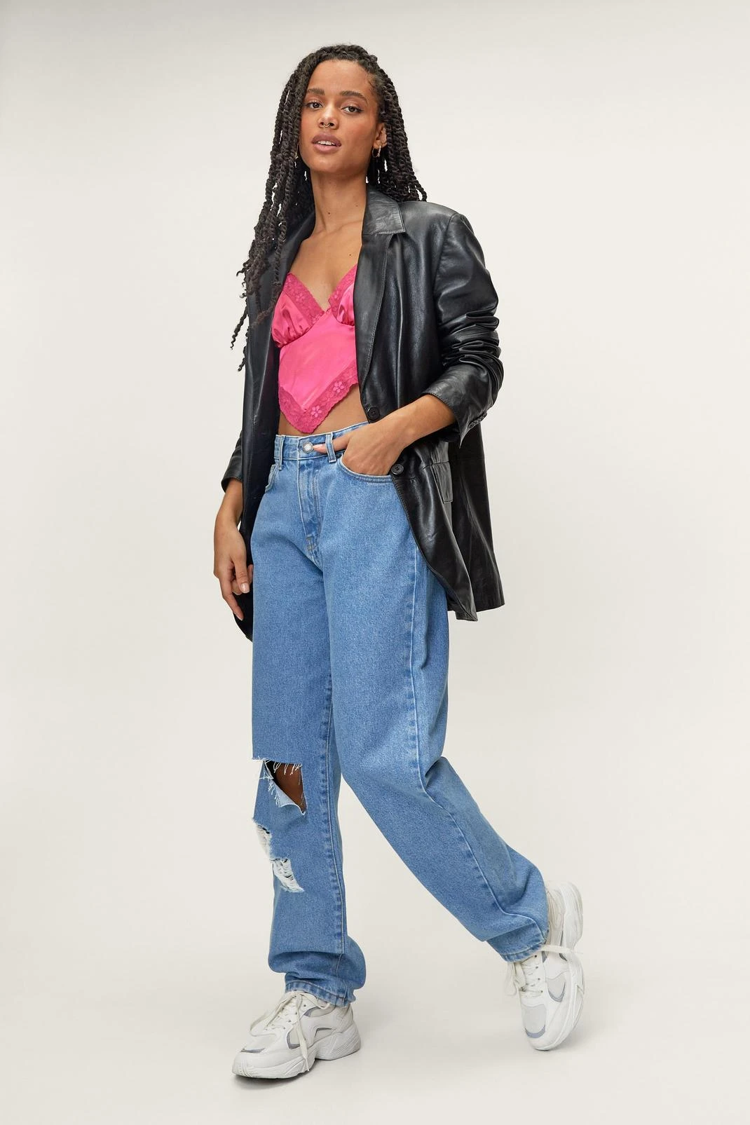 Petite Satin Lace Trim Bandana Crop Top