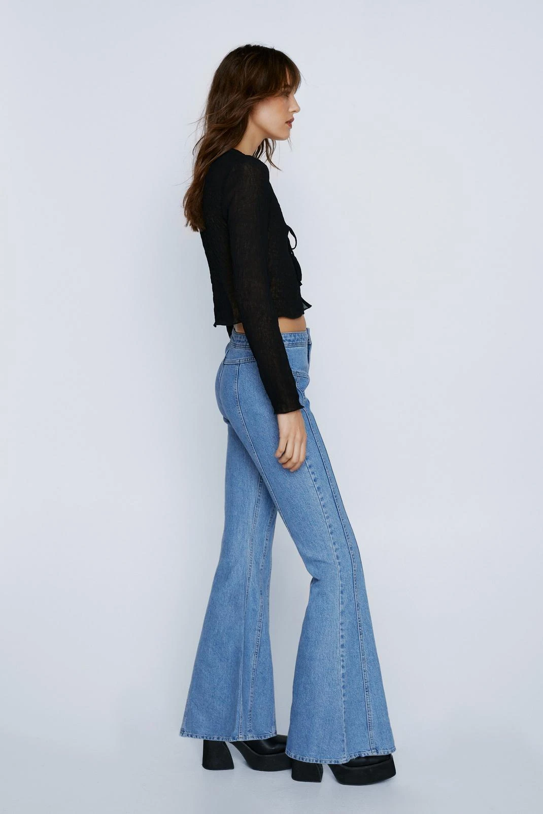 City Scouts Mid Rise Flared Seam Detail Jean