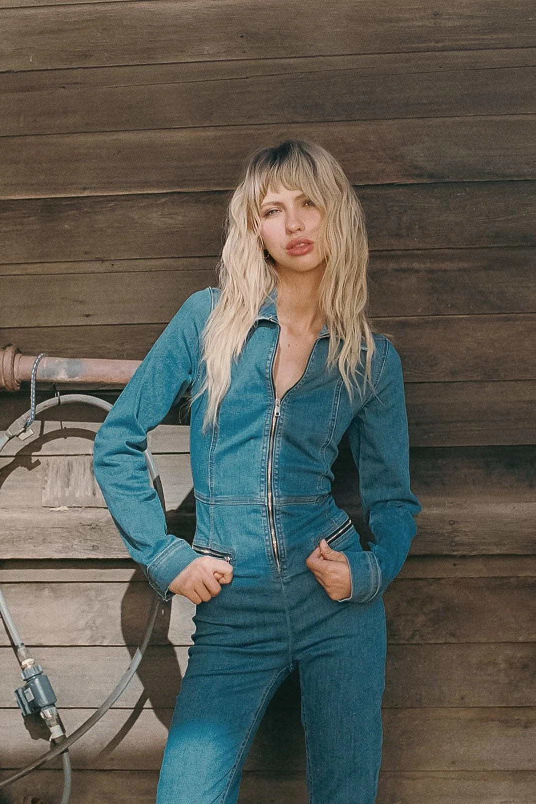 Long Sleeve Zip Pocket Detail Denim Jumpsuit 4 Long Sleeve Zip Pocket Detail Denim Jumpsuit - Image 2