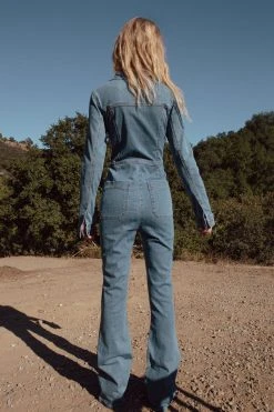 Long Sleeve Zip Pocket Detail Denim Jumpsuit 8 Long Sleeve Zip Pocket Detail Denim Jumpsuit -Nasty Gal Sales Store womens mid20blue long sleeve zip pocket detail denim jumpsuit 2