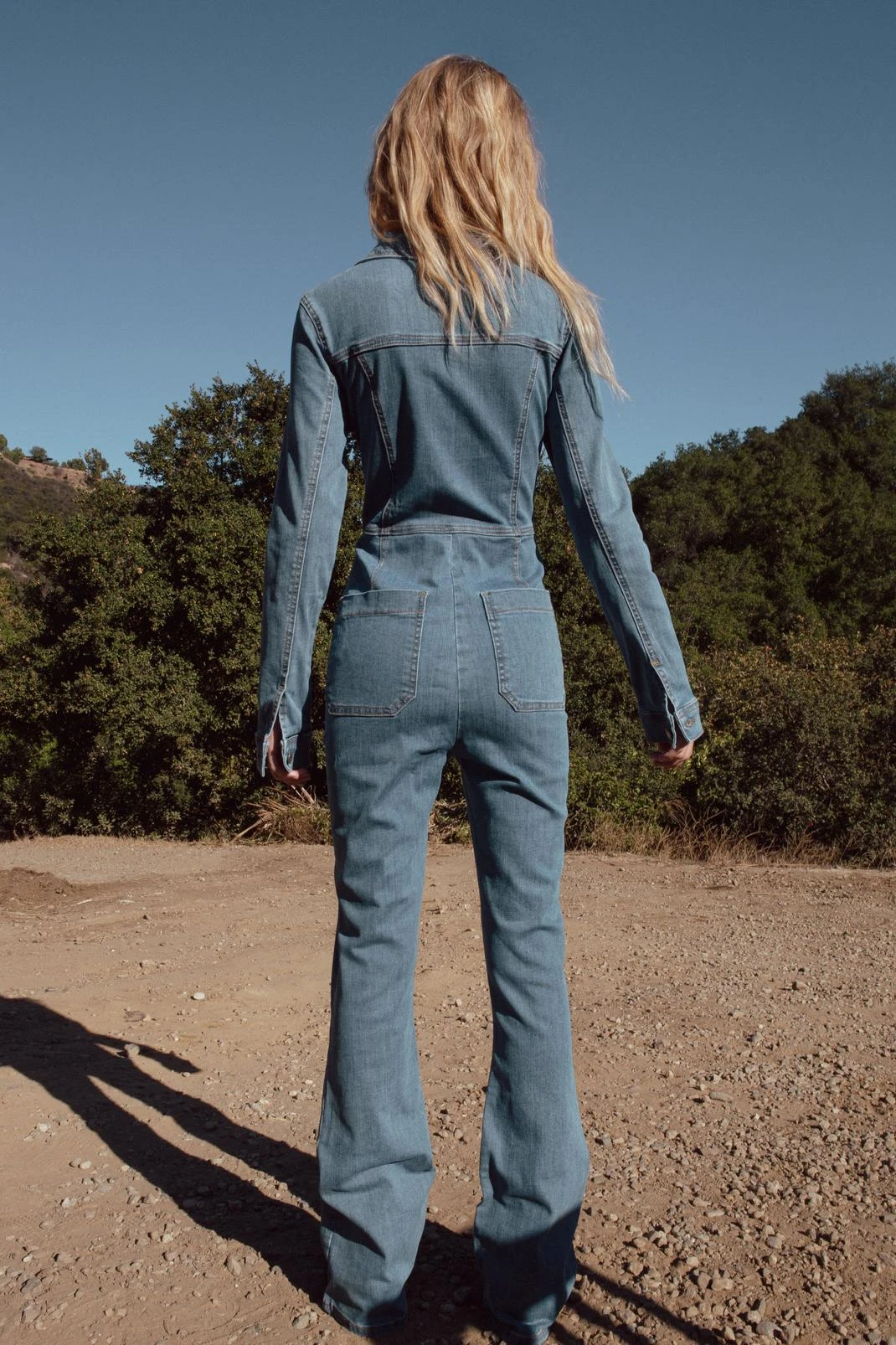 Long Sleeve Zip Pocket Detail Denim Jumpsuit 5 Long Sleeve Zip Pocket Detail Denim Jumpsuit - Image 3