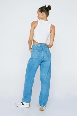 Petite High Waisted Boyfriend Denim Jeans 8 Petite High Waisted Boyfriend Denim Jeans -Nasty Gal Sales Store womens mid20blue petite high waisted boyfriend denim jeans 2
