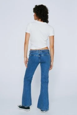 Petite Lattice Split Front Flared Denim Jeans 14 Petite Lattice Split Front Flared Denim Jeans -Nasty Gal Sales Store womens mid20blue petite lattice split front flared denim jeans 6