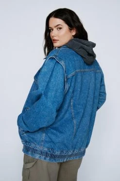 Plus Size 2 In 1 Detach Sleeve Denim Jacket 8 Plus Size 2 In 1 Detach Sleeve Denim Jacket -Nasty Gal Sales Store womens mid20blue plus size 2 in 1 detach sleeve denim jacket 2