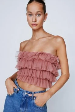 Tulle Layered Bandeau Top 13 Tulle Layered Bandeau Top -Nasty Gal Sales Store womens mink tulle layemink bandeau top 1